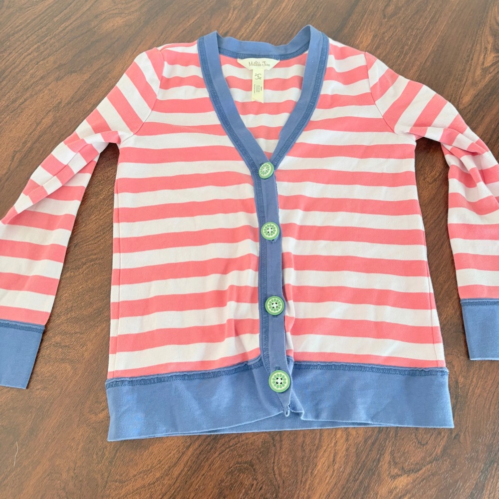 Matilda Jane Go Marching Striped Cardigan Girls Pink 6 Long Sleeve Button Fronth
